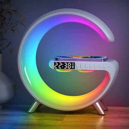 3-in-1 RGB LED Wireless Charging Speaker – Music Sync Ambient Light + Fast Qi Charger + Bluetooth Stereo Sound | Modern Bedside Lamp