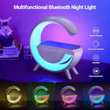 3-in-1 RGB LED Wireless Charging Speaker – Music Sync Ambient Light + Fast Qi Charger + Bluetooth Stereo Sound | Modern Bedside Lamp